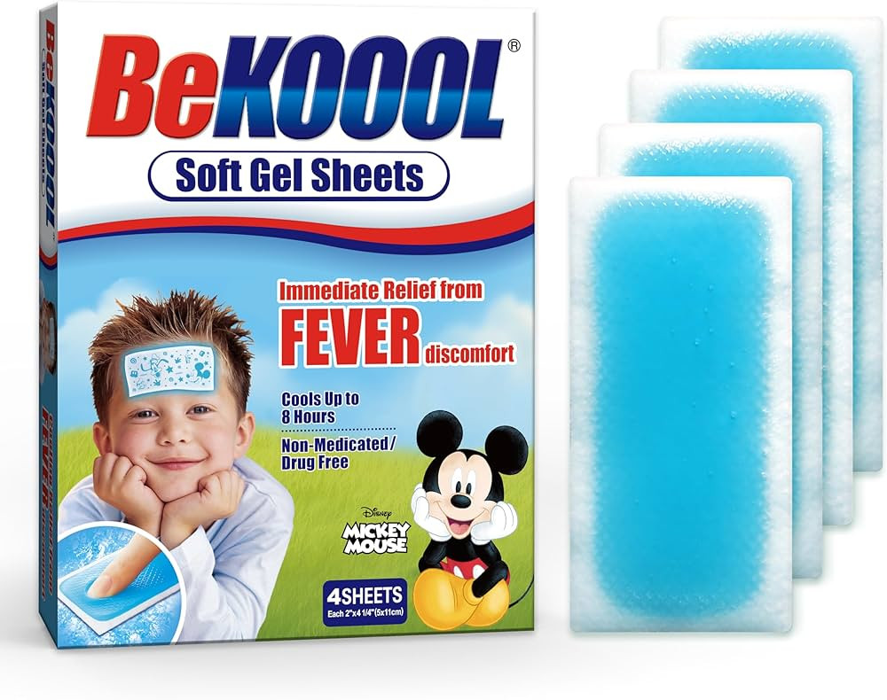 BEKOOOL Soft Gel Sheets for Kids for Cooling Relief from Fever discomfort | 4 Count | Amazon (US)