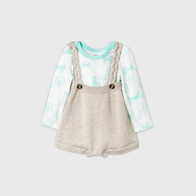 Baby Cable Strap Sweater Romper Set - Cat & Jack™ Cream | Target