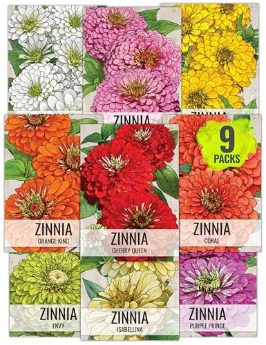 Seed Needs Zinnia Seeds for Planting California Giants Zinnias - Collection of 9 Individual Heirloom Seed Packets - Grow a Butterfly Garden to Attract Butterflies, Bees & Other Pollinators | Amazon (US)