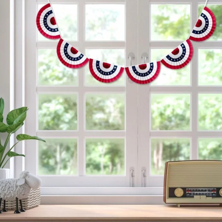 Patriotic Bunting Banner, Red, White & Blue Half-Circle Pennants, 4Th Of July Porch Decorations, ... | Walmart (US)