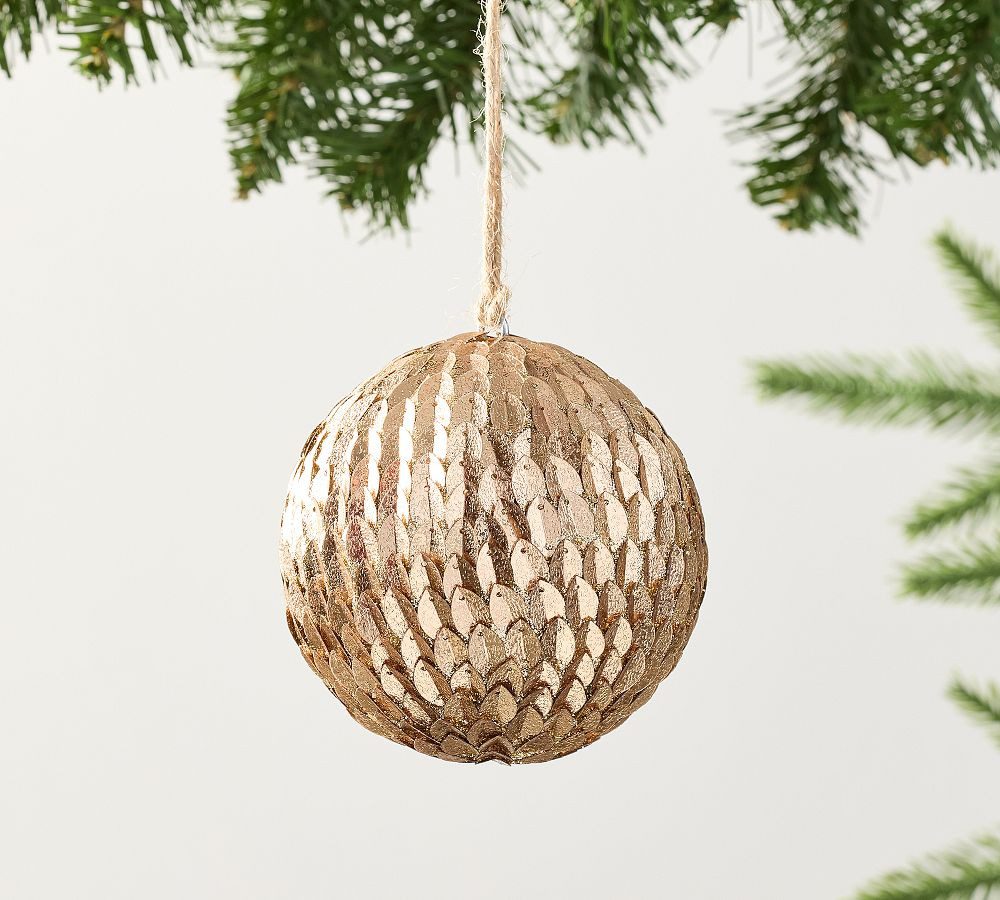 Antique Gold Sequin Ball Ornament | Pottery Barn (US)