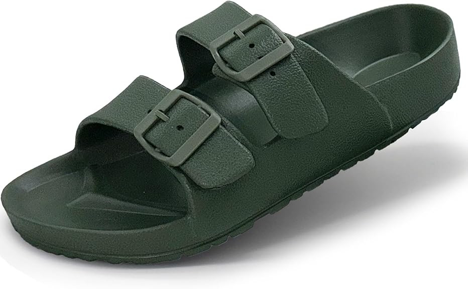 BEMGNAR Men’s Lightweight Comfort Slides Double Buckle Slip-on Adjustable EVA Orthopedic Flat S... | Amazon (US)