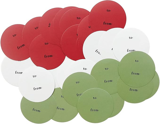 to from Gift Tag Stickers, 30 Pieces, Holiday Christmas Tags, Red Green Cream | Amazon (US)