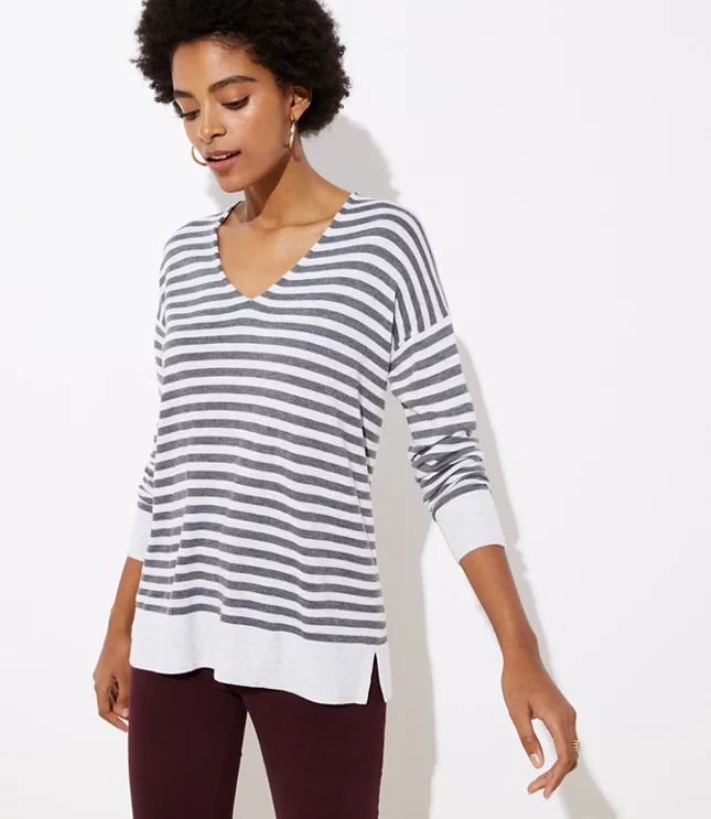 Striped V-Neck Sweater | LOFT | LOFT