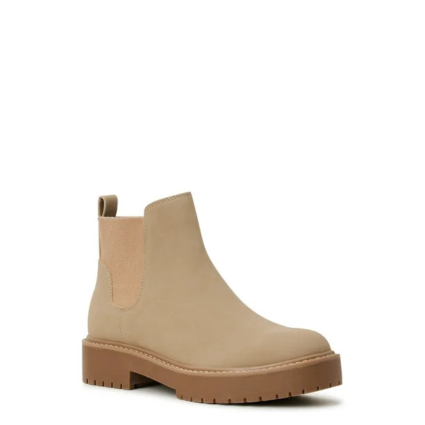 Time and Tru Women's Faux Suede Chelsea Boots with Lug Sole - Walmart.com | Walmart (US)