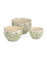 3pc 11in 9.5in 7in Floral Wavy Edge Planters Set | TJ Maxx