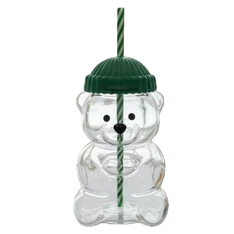 20oz Cute Bear-Shaped Glass Mug with Straw - Reusable Heat-Resistant Drinking Glass for Coffee, W... | Walmart (US)