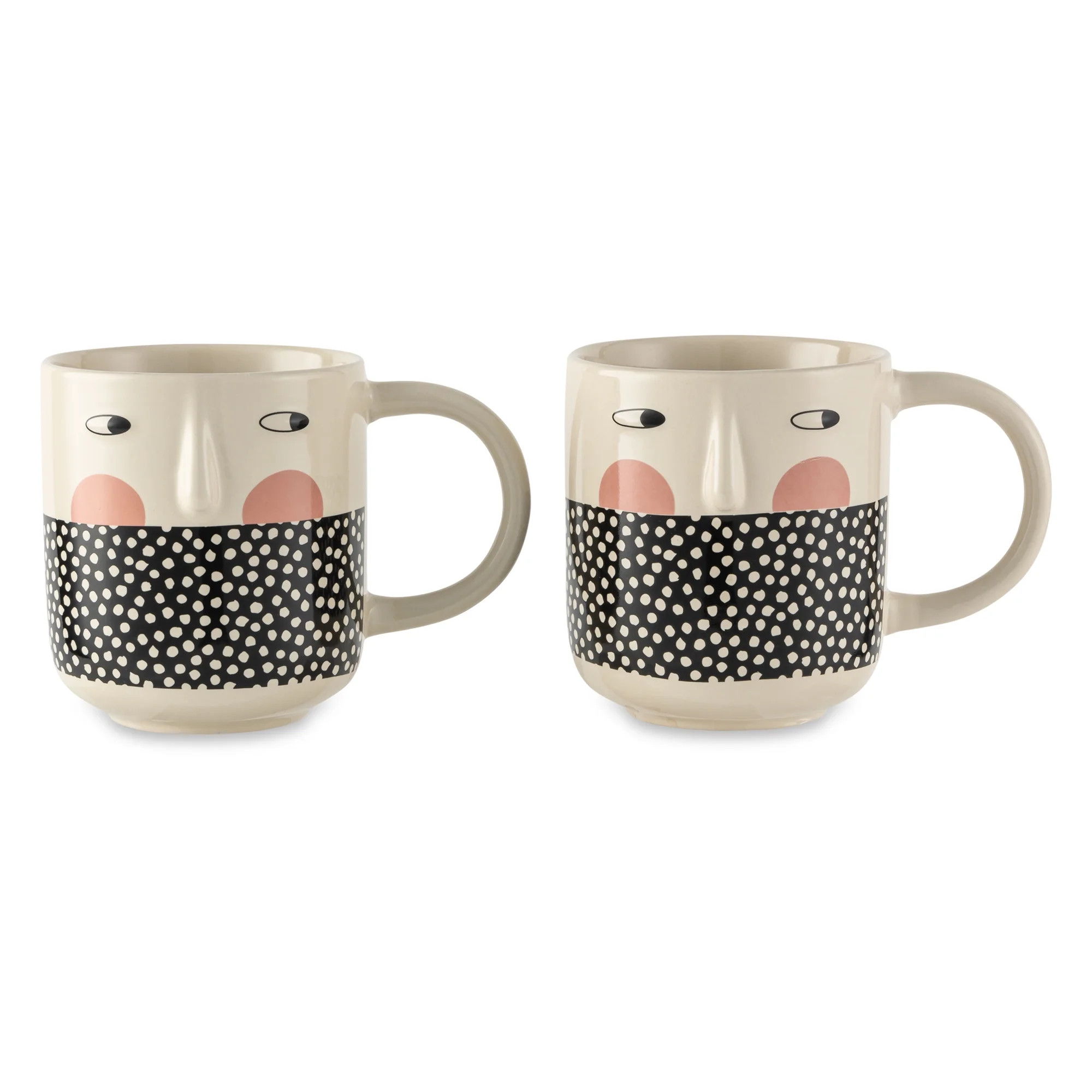 Thyme & Table 2 Pack Cheeky Faces with Dots Mugs 16.2 fl oz, Stoneware - Walmart.com | Walmart (US)
