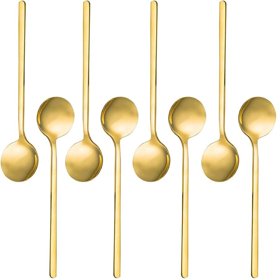 Amazon.com: Pack of 8, Gold Plated Stainless Steel Espresso Spoons, findTop Mini Teaspoons Set fo... | Amazon (US)