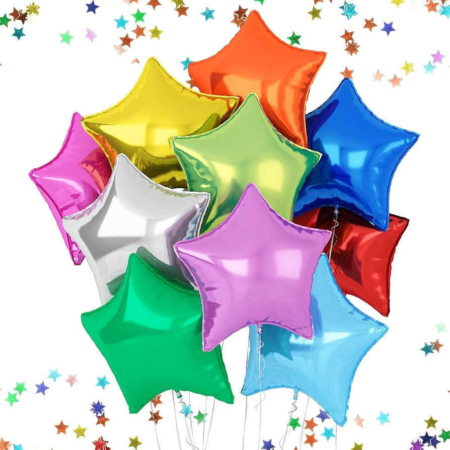 FEYG Star Foil Balloons, 10 pcs/Set, 18 Inches, Colorful, for Helium, Party Decorations, Birthday... | Amazon (US)