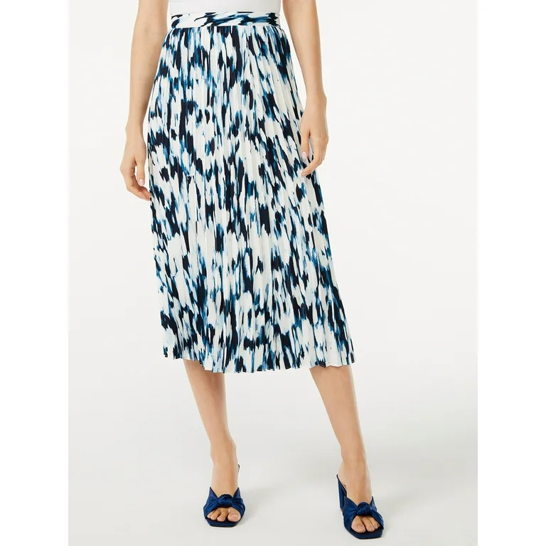 Scoop Women's Pleated Matte Satin Midi Skirt | Walmart (US)