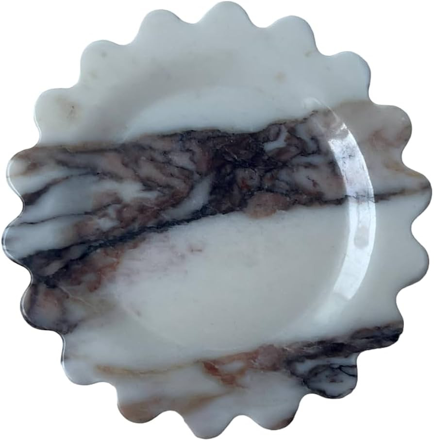 Scalloped Decorative Tray, Marble, 4" Diameter | Amazon (US)
