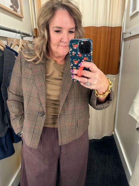 This cropped blazer would be a great add and update to your closet. Wearing a 12. 

Pants are really wide but gosh they felt super cool. Oversized. Wearing a 12. 

Fall sale fall outfits 

#LTKCon #LTKSale #LTKover40