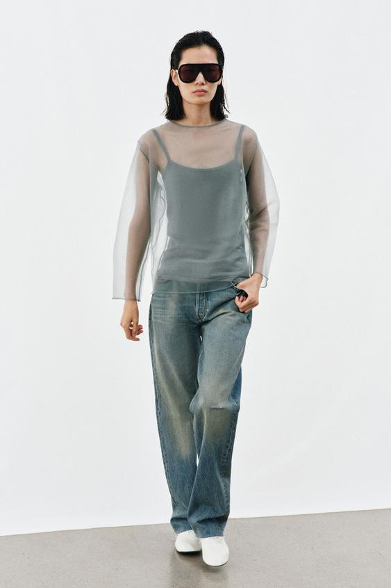 SEMI-SHEER KNIT TOP | Zara US