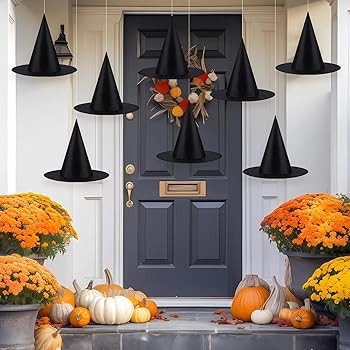 Tatuo 8 Pcs Halloween Hanging Witch Hats Decorations Witch Costume Black Hanging Wizard Hat Float... | Amazon (US)