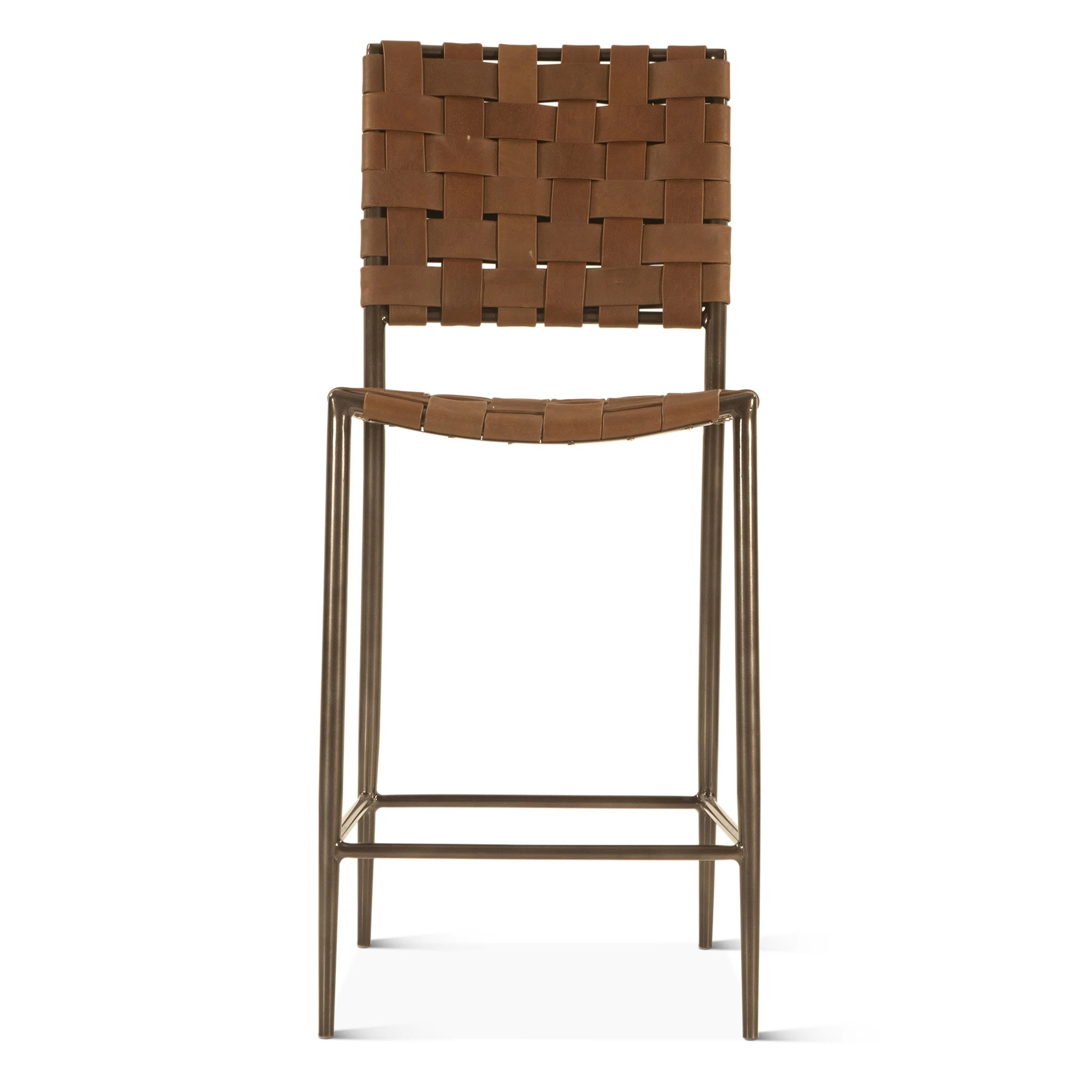 Lund 17" Counter Chair In Tobacco Buffalo Leather With Iron | Perigold