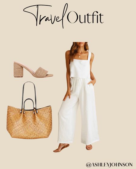When it comes to traveling I want to look cute, feel good, but most of all I want to be comfortable!! This outfit checks all 3 of those boxes!!
#traveloutfit #casualcuteoutfit #whiteoutfit #whitepantsset #vacationoutfit

#LTKitbag #LTKshoecrush #LTKtravel