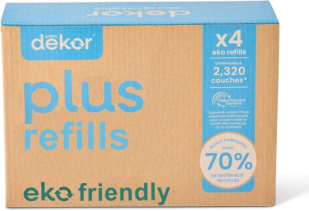 Diaper Dekor Plus Diaper Pail Refills | 4 Count Unscented | Exclusive End-of-Liner Marking | Thic... | Amazon (US)