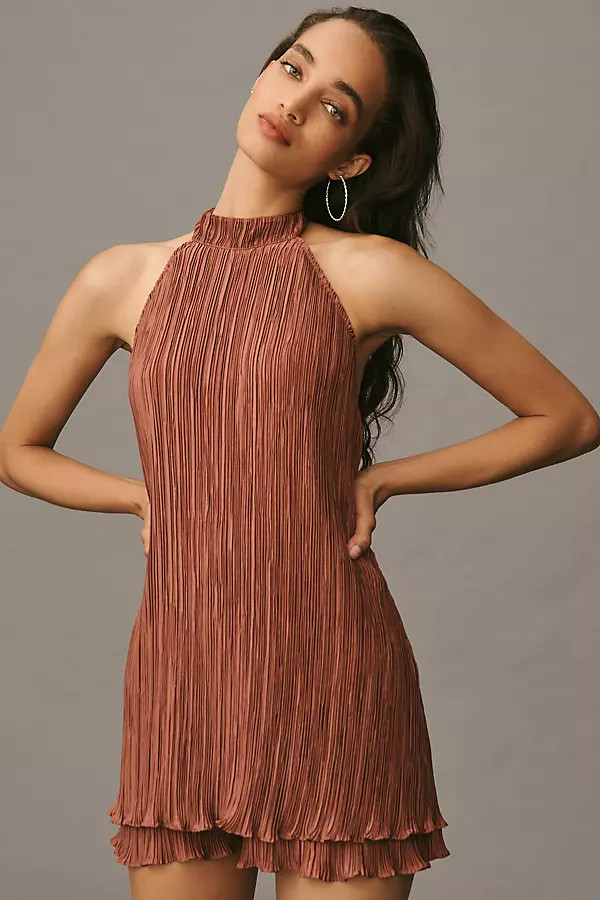 By Anthropologie Halter Plissé Romper | Anthropologie (US)