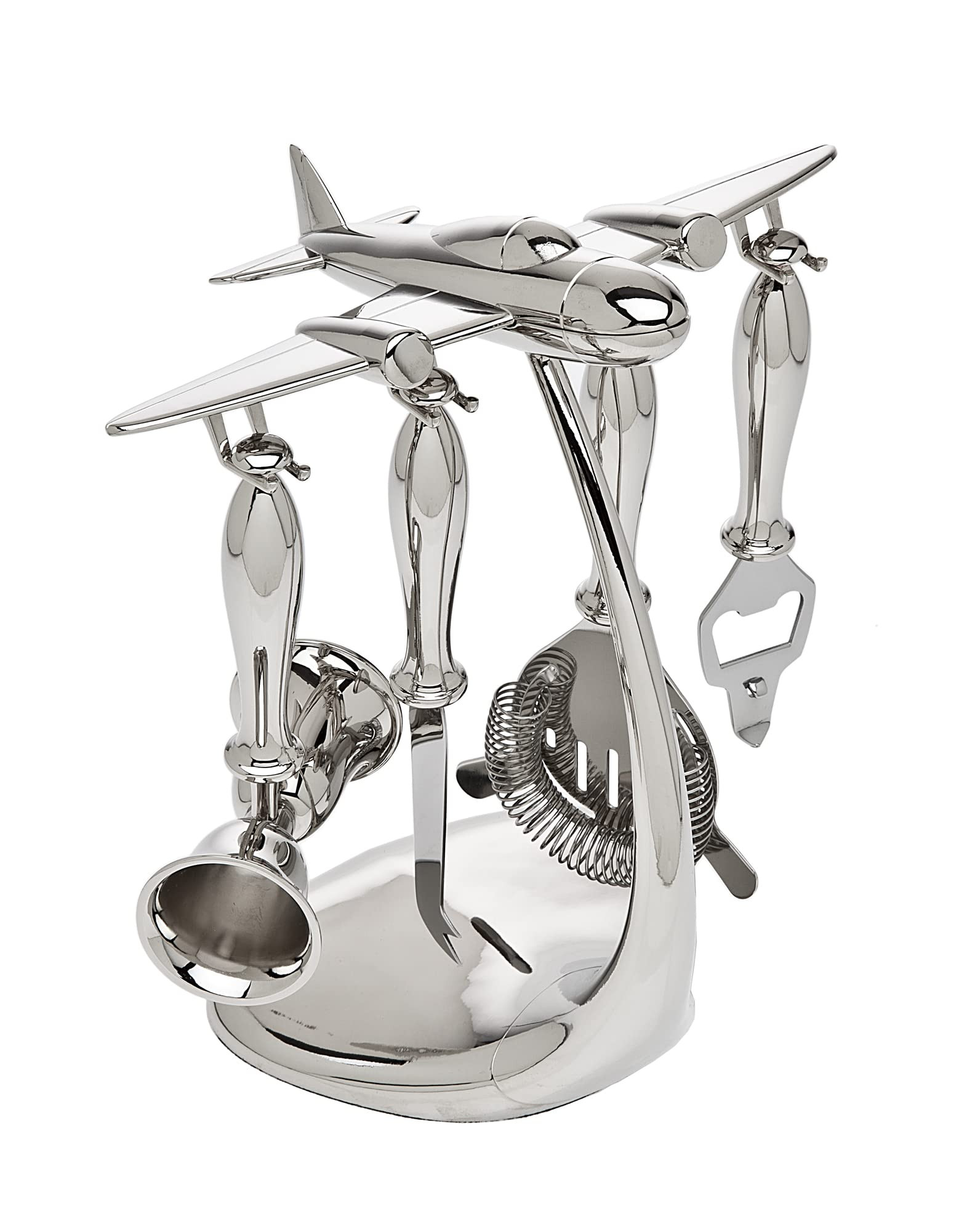 Godinger Airplane Bar Tools Set, Stainless Steel Bar Set, 5 Piece Set, Gift Set | Amazon (US)