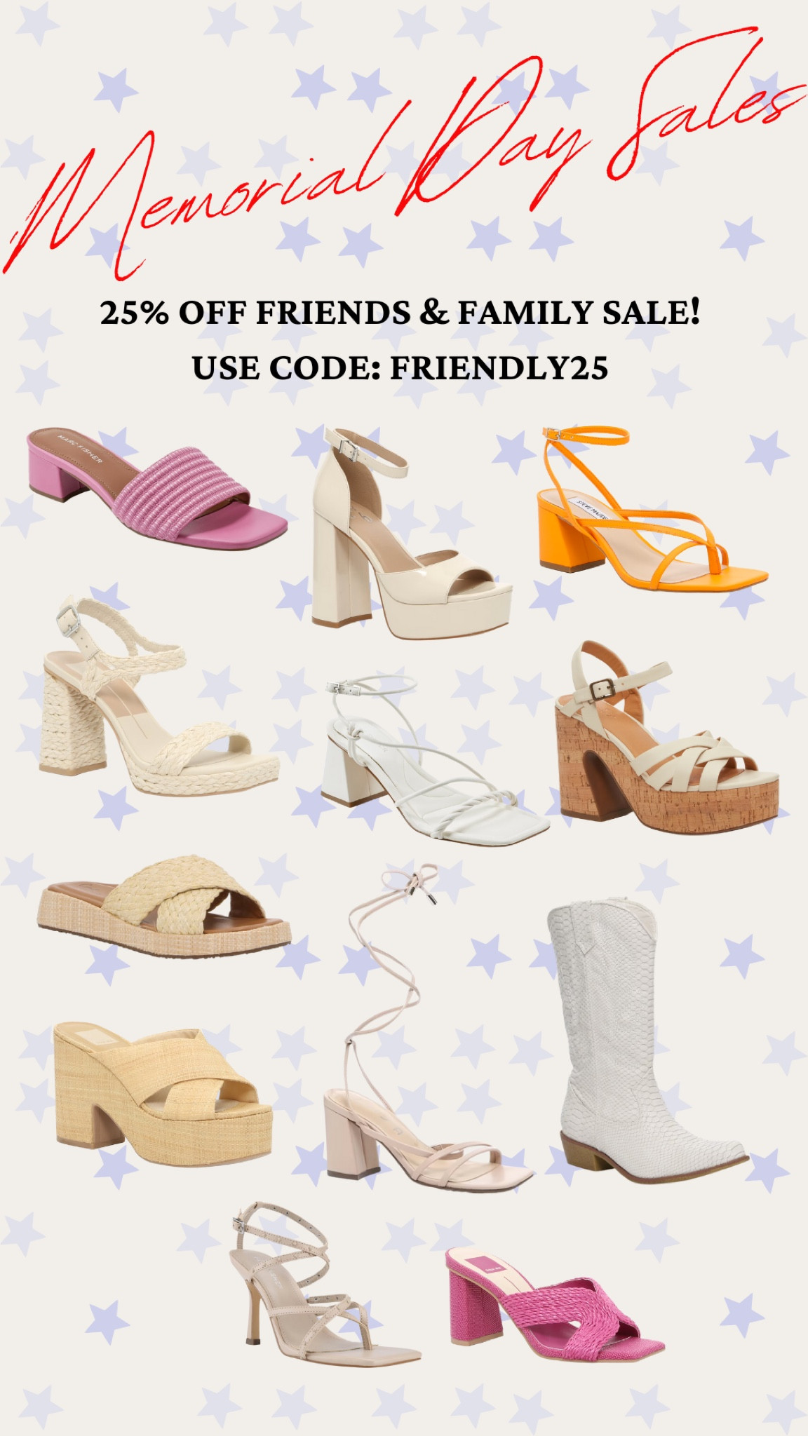 25% off entire purchase with code: FRIENDLY25

summer sandals, summer shoes, vacation shoes, Marc fisher, dolce vita, rattan sandals 

#LTKunder100 #LTKsalealert #LTKshoecrush