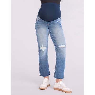 Women's Secret Fit Over the Belly Slim Straight Leg Maternity Jeans - Harrison Wash - Size: Medium - Motherhood Maternity | Target