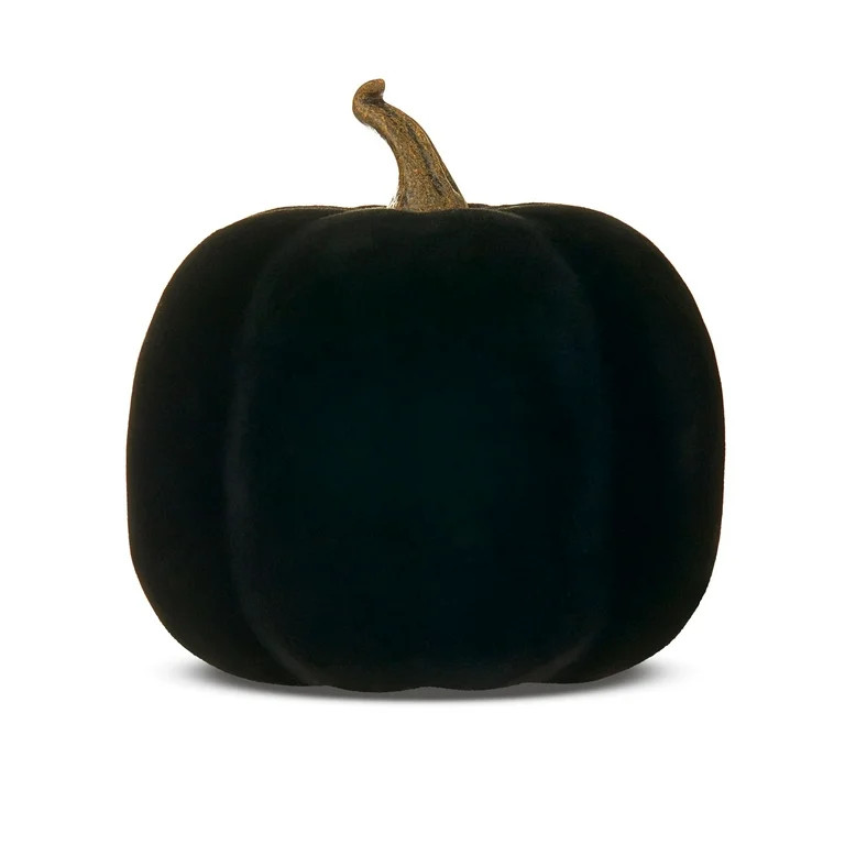 Harvest Black Flocked Foam Pumpkin Decoration, 3", by Way To Celebrate | Walmart (US)