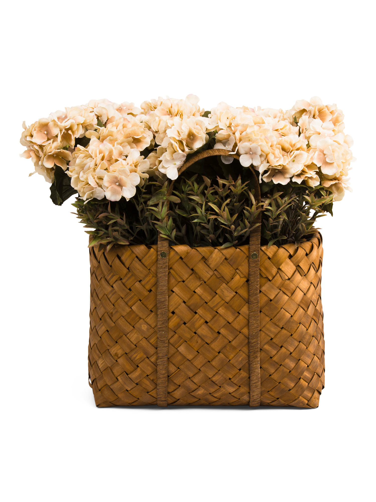 19in Hydrangea In Basket Tote | TJ Maxx