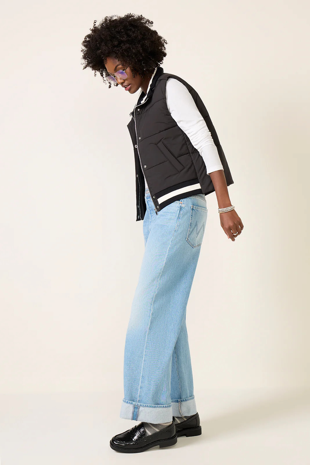 EVEREVE Women's Ollie Varsity Vest, Size Large, Black | Evereve