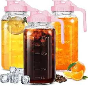Mason Jar Pitcher, 64 OZ Breast Milk Pitcher Double Leak Proof with Pour Spout Handle, Wide Mouth... | Amazon (US)