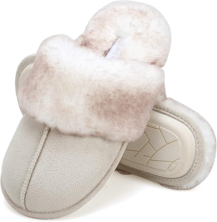 CIOR Women’s Memory Foam Slippers Faux Fur Lining Slip-on Clog Scuff House Shoes Indoor & Outdoor | Amazon (US)