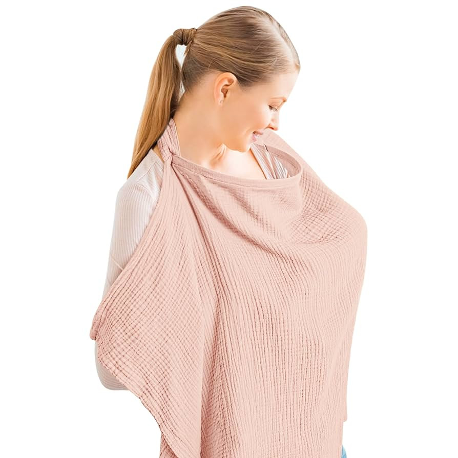 Konssy Muslin Nursing Cover for Baby Breastfeeding, Breathable 100% Cotton Breastfeeding Cover wi... | Amazon (US)