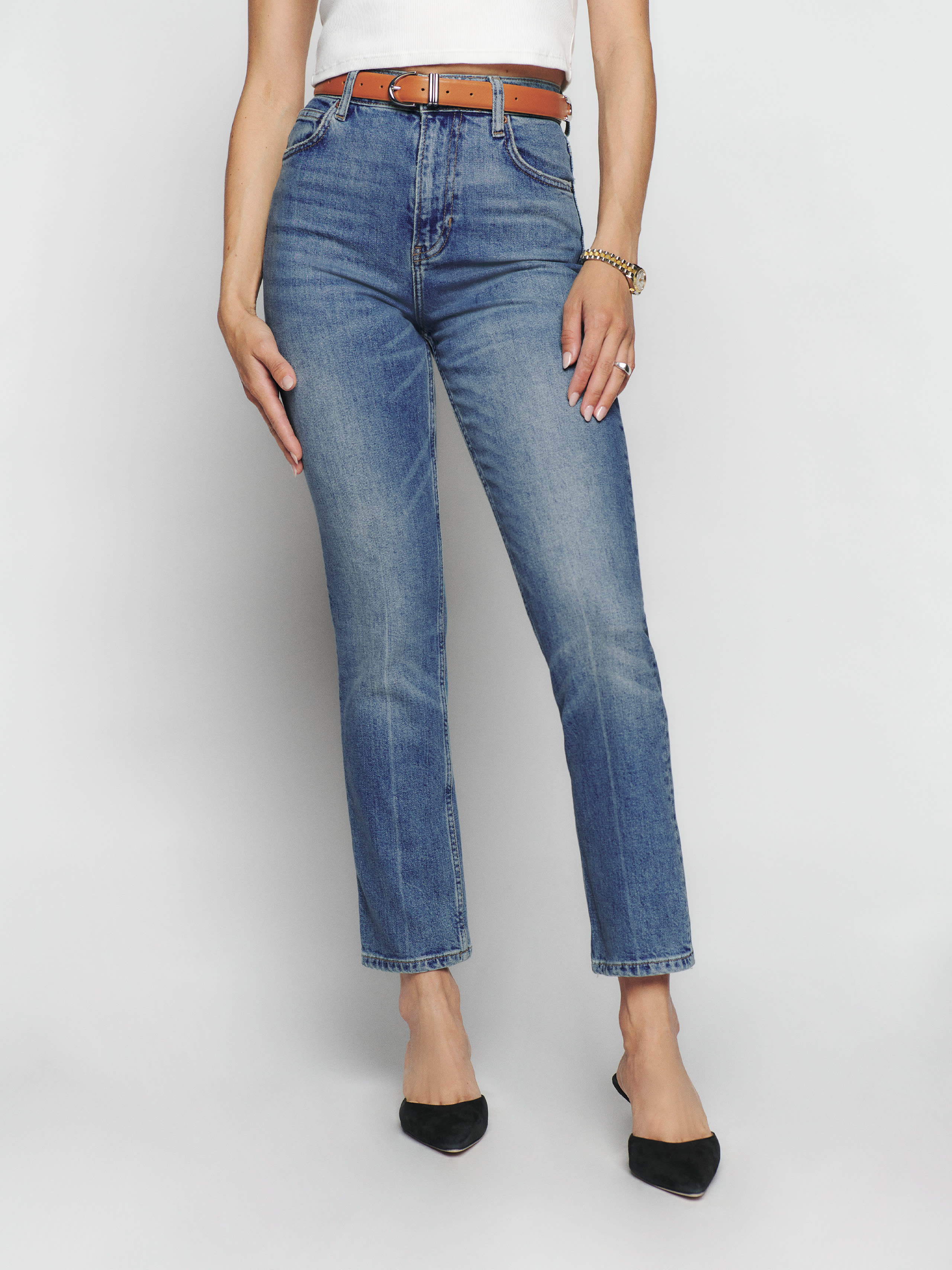Liza Ultra High Rise Straight Cropped Jeans | Reformation (Global)