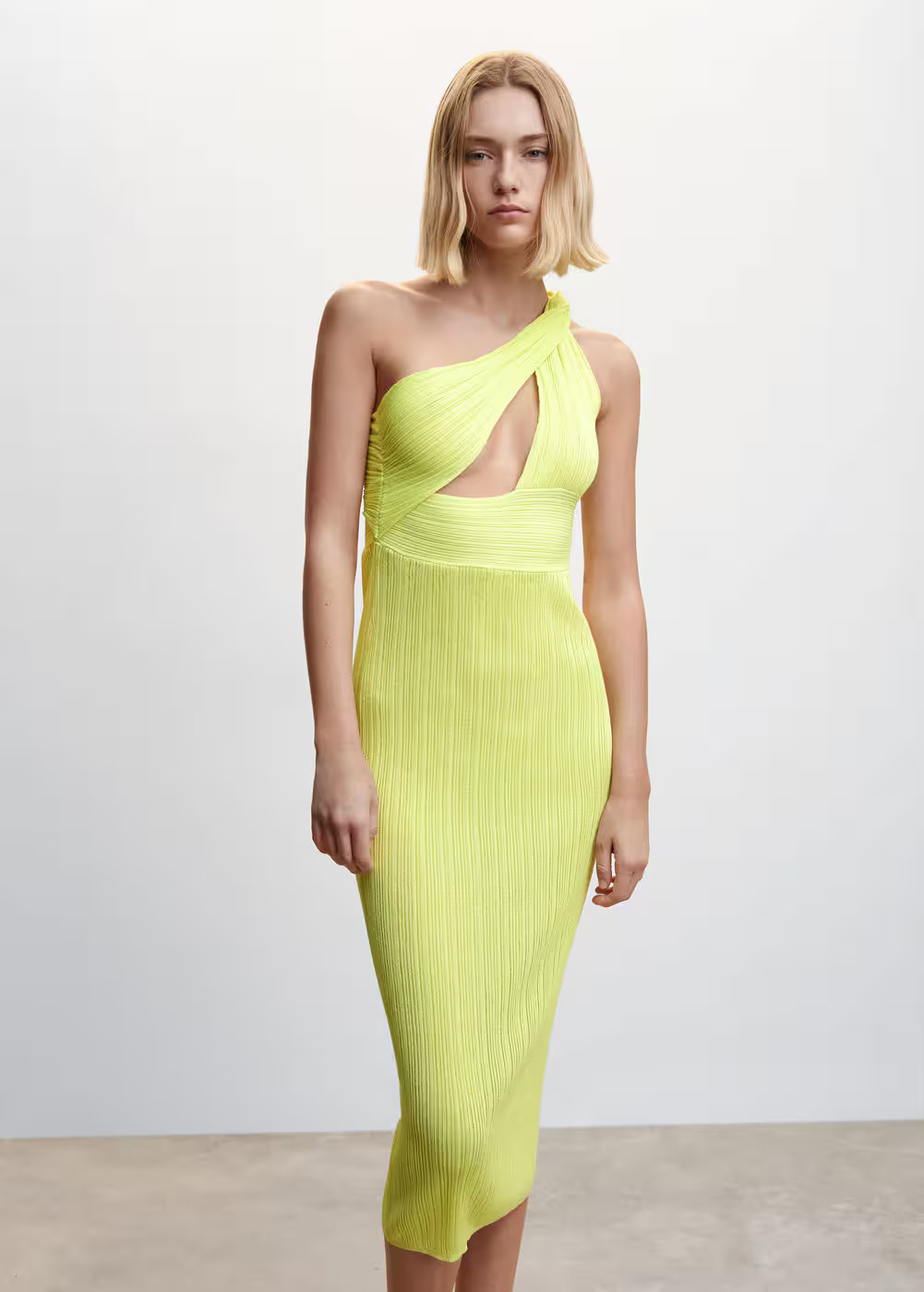 Asymmetrical dress with slit | MANGO (US)