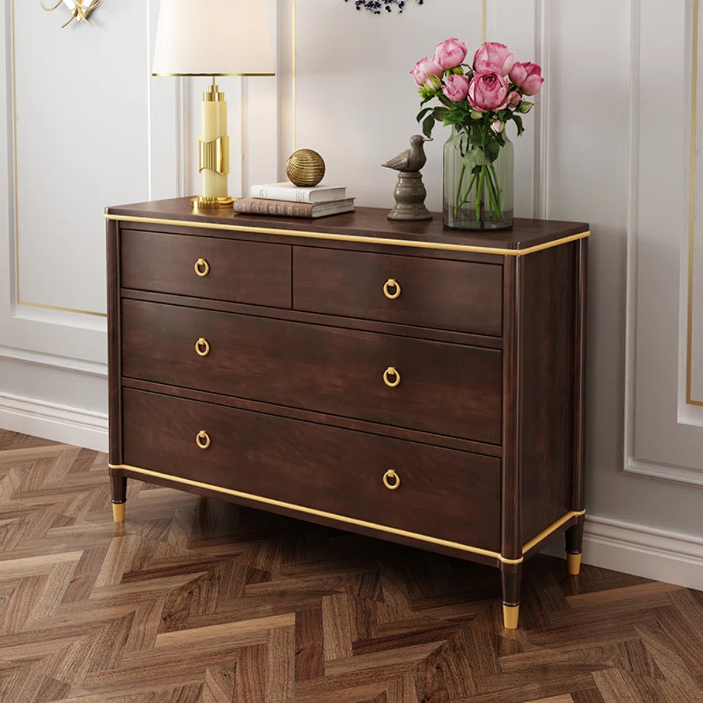 Simple Retro Style Beech Entrance Cabinet Solid Wood Accent Chest | Wayfair North America