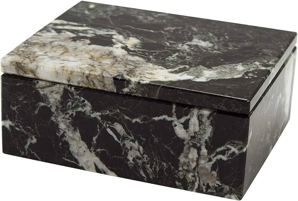 Asteria Collection Black Zebra Marble 5" Polished Finish Rectangular Keepsake Box | Amazon (US)
