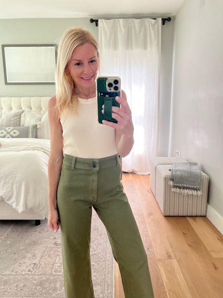 Cute, effortless style with @buffalodenim 

Love these green denim jeans paired with a simple cream tank 

#LTKfindsunder100 #LTKover40 #LTKstyletip