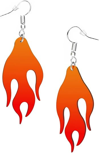 Orange hot flame weird grunge earrings for women and men kawaii accessories for teen girls and bo... | Amazon (US)