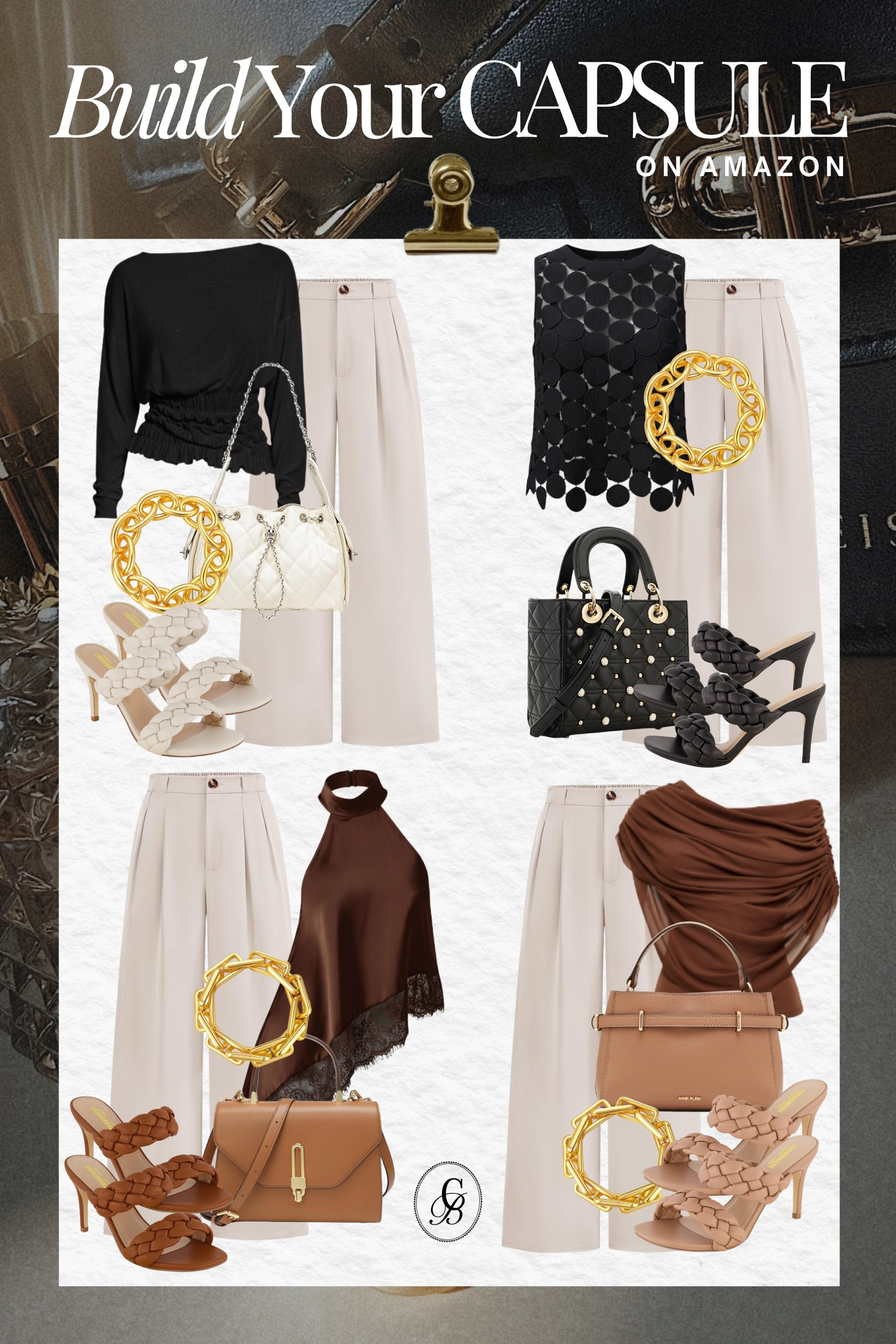 Build your capsule on Amazon 🖤

The key is starting with one great pair of tailored cream trousers and building around them. Add elevated black tops, rich chocolate tones, statement heels, and structured handbags to create endless combinations that always feel polished. Finish with bold gold accessories to tie every look together.

This is how you create a wardrobe that mixes effortlessly, feels intentional, and works for dinners, events, and everyday moments alike.

#CapsuleWardrobe #AmazonFashionFinds #TimelessStyle #NeutralCloset #ChicEssentials #WardrobeBuilding #ElevatedBasics 

 #LTKSeasonal #LTKBeauty