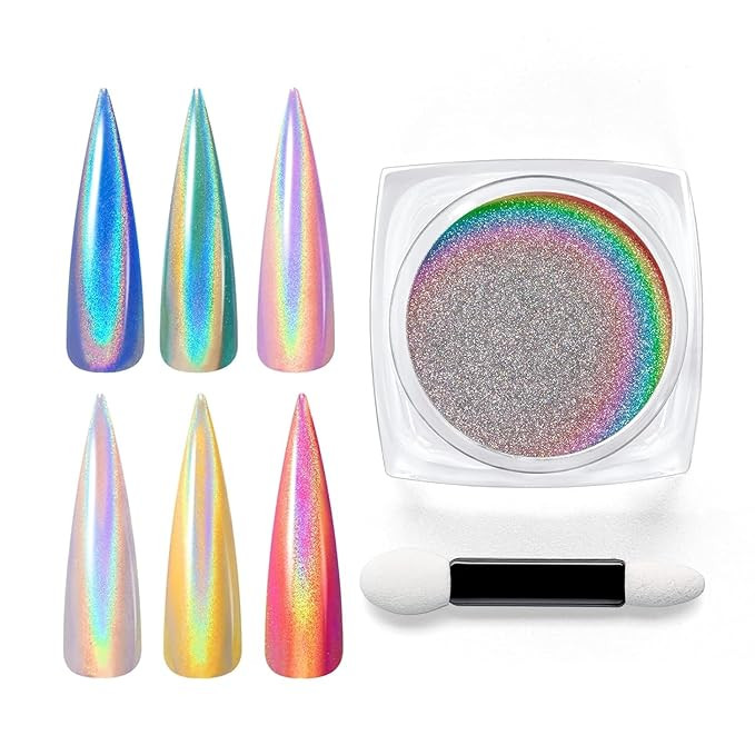 Beetles Chrome Nail Powder Metallic Mirror Effect Holographic Aurora Iridescent Nail Art Decorati... | Amazon (US)