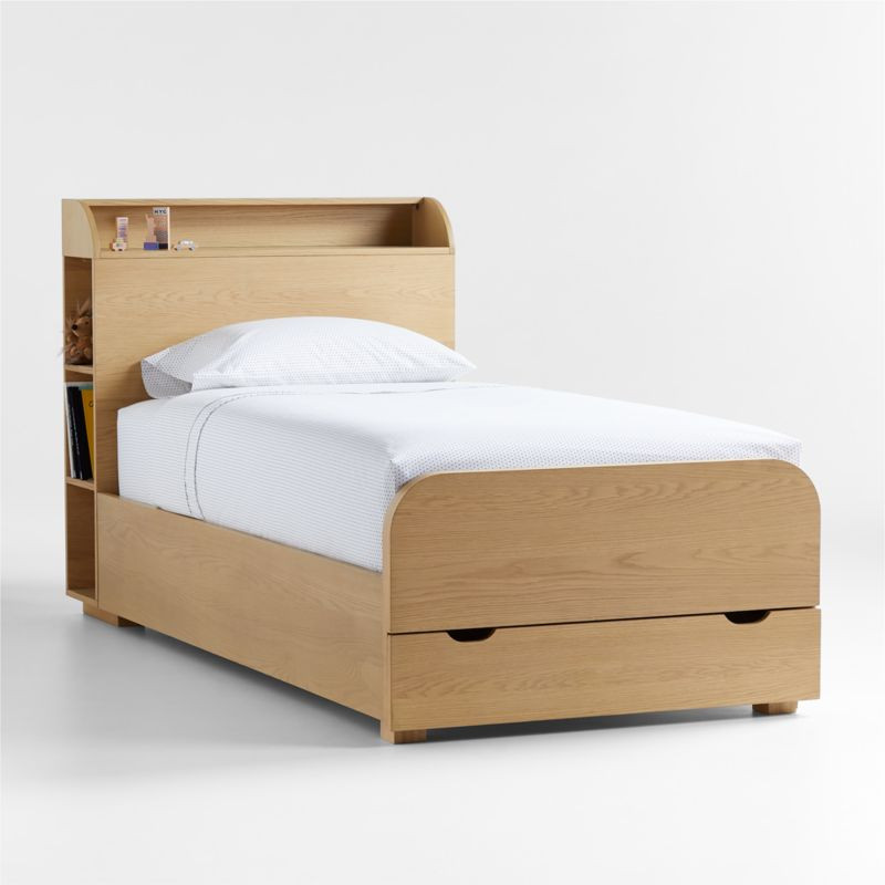 Malcolm Wood Kids Storage Bed Frame with Shelves + Reviews | Crate & Kids | Crate & Barrel