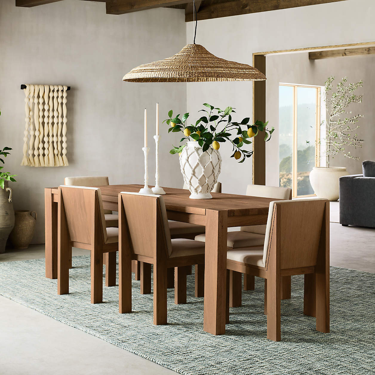 Terra 65" Warm Brown Oak Solid Wood Dining Table + Reviews | Crate & Barrel | Crate & Barrel