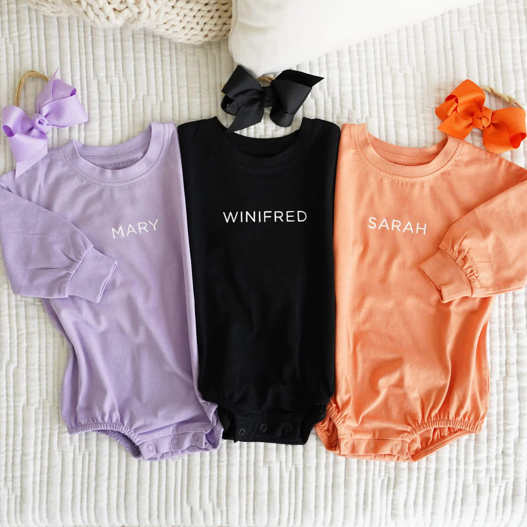 Personalized Long Sleeve Bubble Romper | Halloween | Caden Lane