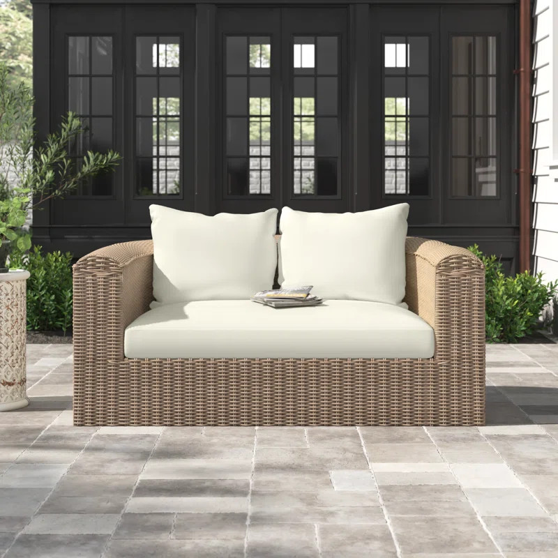 Fuson 62.25'' Polyethylene (PE) Wicker Outdoor Loveseat | Wayfair North America