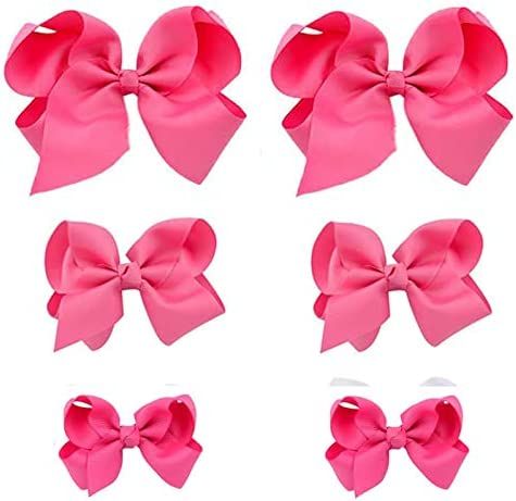 Pink Bows for Girls,6PCS Hand-made Grosgrain Ribbon Hair Bows Alligator Clips Hair Accessories fo... | Amazon (US)