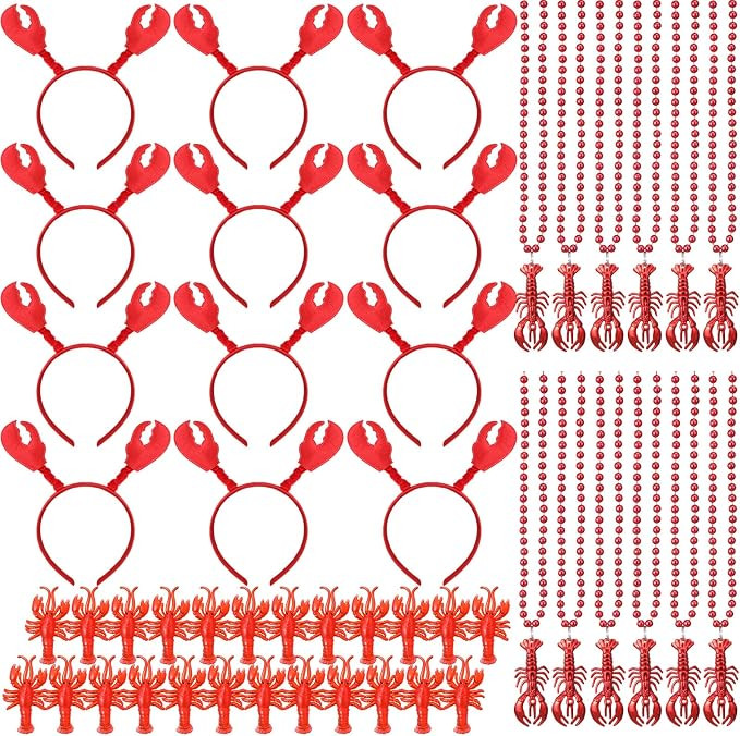 48 Pcs Crawfish Boil Party Decorations Crawfish Beads Lobster Crab Headbands Accessories Mini Fau... | Amazon (US)