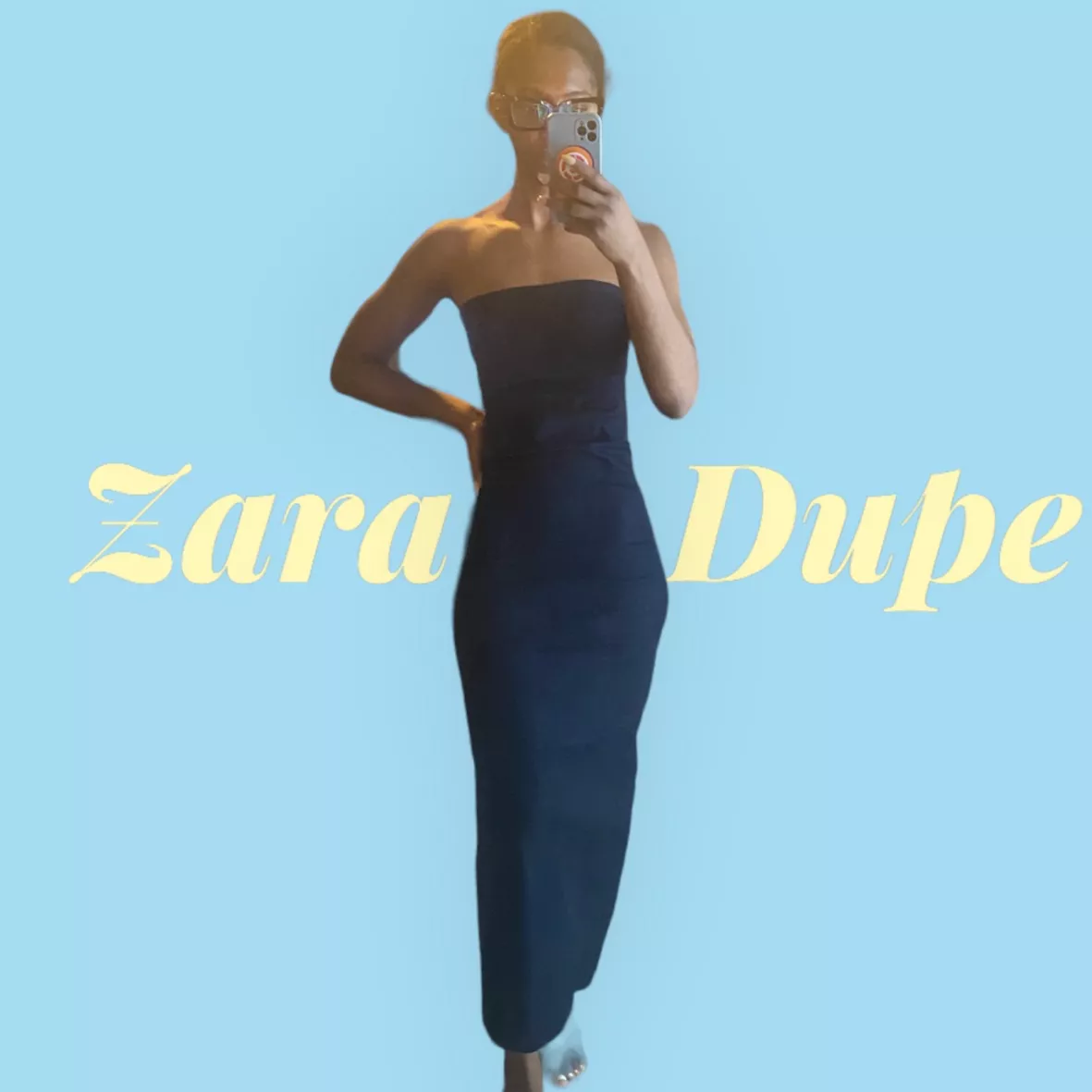 Zara - Metallic Strapless Dress - Steel - Women