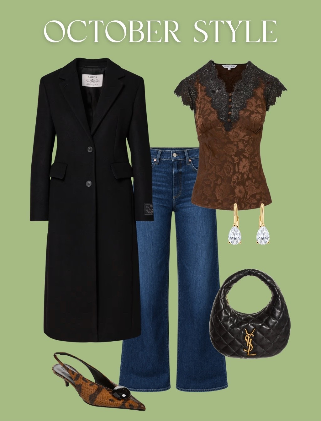 Outfit of the week! These Aritzia coats are so good, and this is a piece I reach for every fall and winter! Love love love a lace trim, and this top is so pretty and feminine. Would style any of these pieces with my favorite jeans that I’m linking in a few washes below 🤍