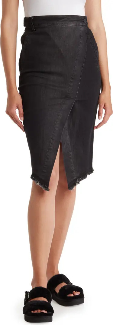 Wrap Front Fray Hem Denim Skirt | Nordstrom Rack