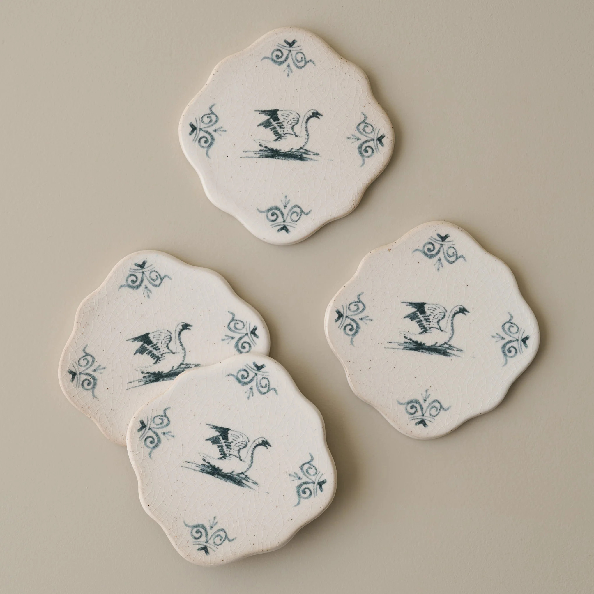 Ceramic Swan Coaster set of Four | Magnolia